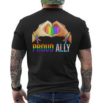 Proud Ally Pride Lgbt Transgender Flag Heart Gay Lesbian Men's T-shirt Back Print - Monsterry CA