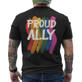 Proud Ally Pride Month Lgbtq Flag Lesbian Gay Allies Men's T-shirt Back Print - Thegiftio UK
