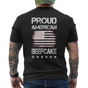 Proud American Beefcake Fourth Of July Patriotic Flag Men's T-shirt Back Print - Monsterry CA