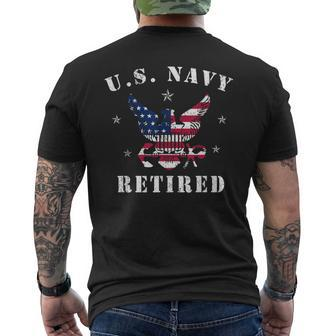 Proud American Retired Us Navy Veteran Memorial Men's T-shirt Back Print - Monsterry CA