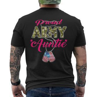 Proud Army Auntie Camo Us Flag Dog Tags Pride Military Aunt Men's T-shirt Back Print - Monsterry