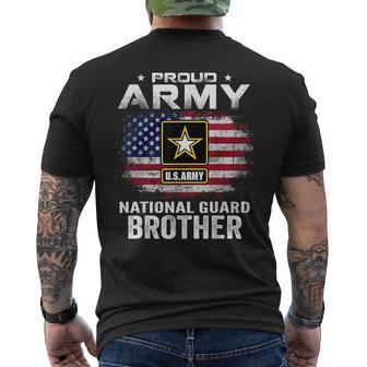 Proud Army National Guard Brother With American Flag Men's T-shirt Back Print - Monsterry