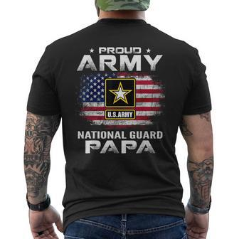 Proud Army National Guard Papa With American Flag Men's T-shirt Back Print - Monsterry AU