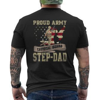 Proud Army National Guard Step-Dad Veterans Day Mens Back Print T-shirt | Mazezy
