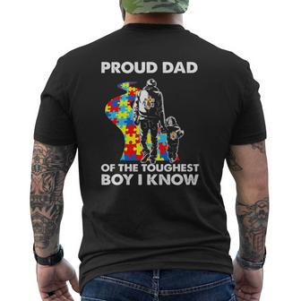Proud Autism Dad Father And Son Autism Awareness Mens Back Print T-shirt | Mazezy UK