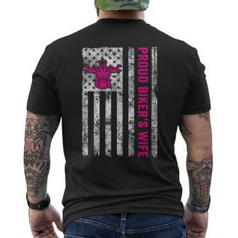 Proud Biker's Wife American Flag Patriotic Men's T-shirt Back Print | Mazezy