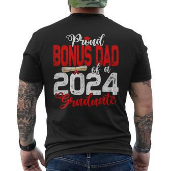 Proud Bonus Dad Of A Class Of 2024 Graduate For Graduation Men's T-shirt Back Print - Monsterry