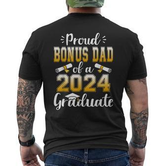Proud Bonus Dad Of A Class Of 2024 Graduate Senior Men's T-shirt Back Print - Monsterry