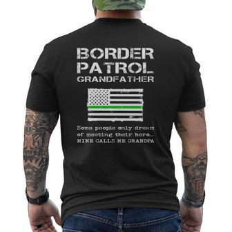 Proud Border Patrol Agent Grandfather Grandpa American Flag Mens Back Print T-shirt | Mazezy