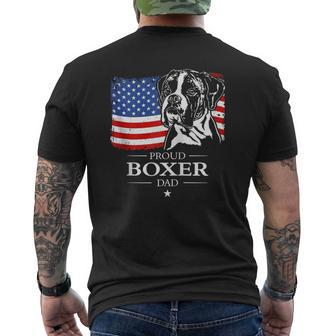 Proud Boxer Dog Dad American Flag Patriotic Dog Zip Mens Back Print T-shirt | Mazezy