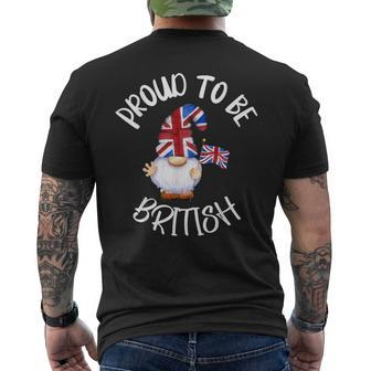 Proud To Be British Union Jack Gnome England Great Britain Men's T-shirt Back Print - Thegiftio UK