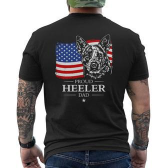 Proud Cattle Dog Heeler Dad American Flag Patriotic Dog Mens Back Print T-shirt | Mazezy CA