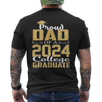 Proud Dad Of 2024 Graduate College Graduation Men's T-shirt Back Print - Seseable