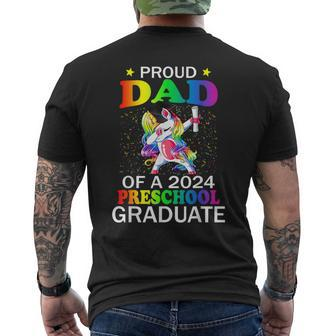 Proud Dad Of A 2024 Preschool Graduate Unicorn Dab Men's T-shirt Back Print - Monsterry DE