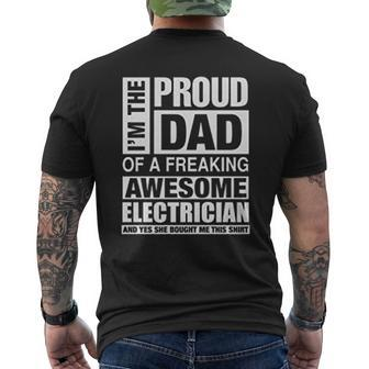 Proud Dad Electrician Mens Back Print T-shirt | Mazezy