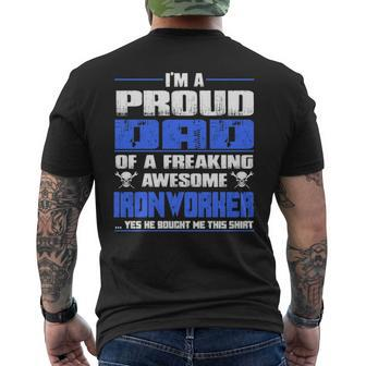 Proud Dad Of A Freaking Awesome Ironworker Men's T-shirt Back Print | Mazezy UK