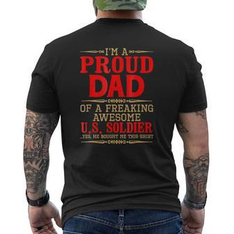 Proud Dad Freaking Awesome Soldier Father's Day Quotes Mens Back Print T-shirt | Mazezy