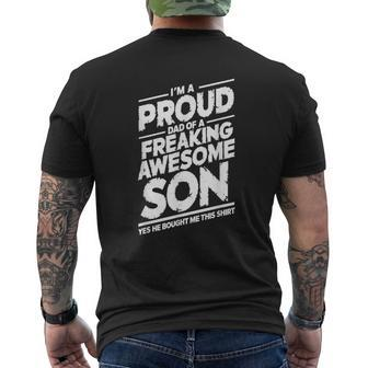 I Am A Proud Dad Of A Freaking Awesome Son Fathers Day Men's T-shirt Back Print - Thegiftio UK