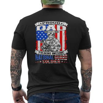 Proud Dad Of A National Guard Soldier Military Father Mens Back Print T-shirt | Mazezy