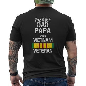 Proud Dad Papa Vietnam Veteran Vintage Vet Tee Mens Back Print T-shirt | Mazezy