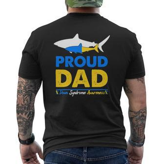 Proud Dad Papa World Down Syndrome Awareness Day Shark Mens Back Print T-shirt | Mazezy AU