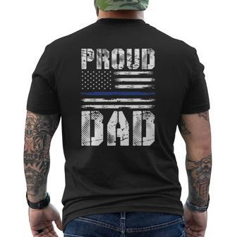 Proud Dad Police American Flag Mens Back Print T-shirt | Mazezy