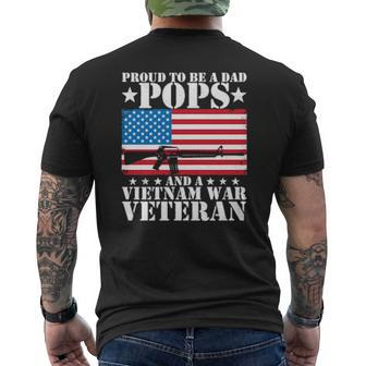 Proud To Be A Dad Pops And A Vietnam War Veteran Usa Flag Mens Back Print T-shirt | Mazezy