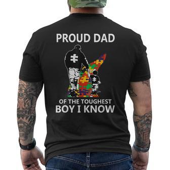 Proud Dad Of The Toughest Boy I Know Autism Awareness Men's T-shirt Back Print - Monsterry