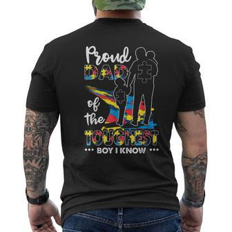 Proud Dad Of The Toughest Boy I Know Autism Awareness Son Mens Back Print T-shirt | Mazezy DE