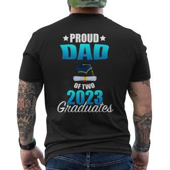 Proud Dad Of Two 2023 Graduates Twins Senior Graduation Mens Back Print T-shirt | Mazezy
