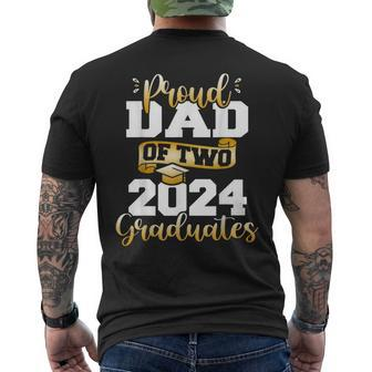 Proud Dad Of Two 2024 Graduates Class Of 24 Senior Men's T-shirt Back Print - Thegiftio UK
