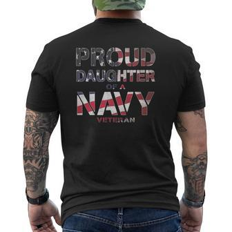 Proud Daughter Retired United States Veteran Navy Usa Flag Mens Back Print T-shirt | Mazezy