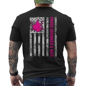 Proud Drummer's Wife American Flag Patriotic Men's T-shirt Back Print | Mazezy