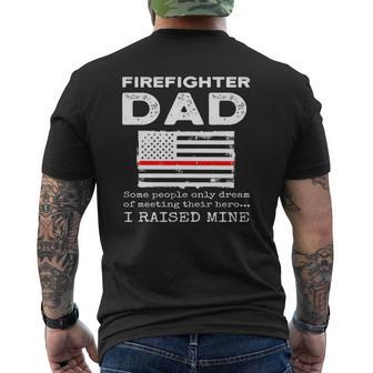 Proud Firefighter Dad Fireman Father American Flag Mens Back Print T-shirt | Mazezy DE