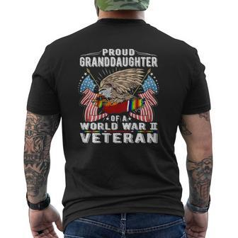 Proud Granddaughter Of A World War 2 Veteran Army Vet Family Mens Back Print T-shirt - Thegiftio