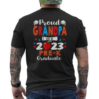 Proud Grandpa Of 2023 Pre-K Graduate Graduation Mens Back Print T-shirt - Thegiftio