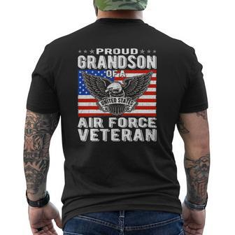 Proud Grandson Of An Air Force Veteran Patriotic Military Mens Back Print T-shirt | Mazezy
