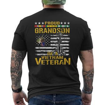 Proud Grandson Of A Vietnam Veteran Vietnam War Vet Mens Back Print T-shirt | Mazezy