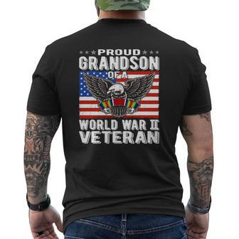 Proud Grandson Of A World War 2 Veteran Patriotic Ww2 Mens Back Print T-shirt | Mazezy CA