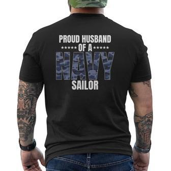 Proud Husband Of A Navy Sailor Veterans Day Mens Back Print T-shirt | Mazezy DE