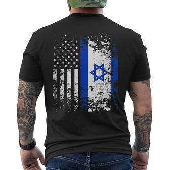 Proud Israeli Usa Flag Patriotic Pride American Israel Flag Mens Back Print T-shirt - Thegiftio UK