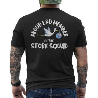 Proud L&D Member Of The Stork Squad Labor & Delivery Nurse Men's T-shirt Back Print - Monsterry DE