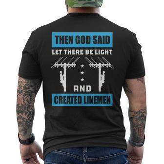 Proud Lineman Quote Power Pole Electrician Linemen Men's T-shirt Back Print | Mazezy