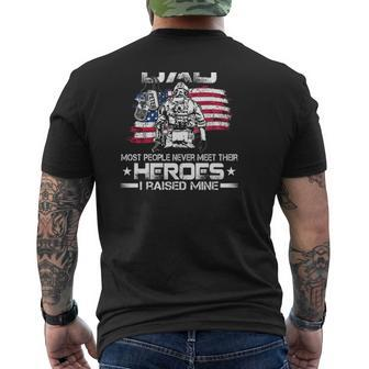 Proud Marine Dad Most People Never Meet Their Heroes I Raised Mine American Flag Mens Back Print T-shirt - Thegiftio UK