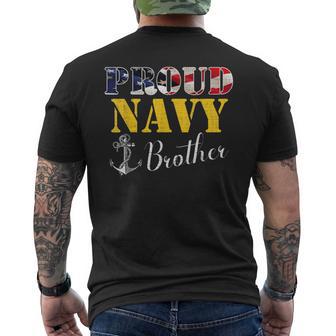 Proud Navy Brother With American Flag For Veteran Day Men's T-shirt Back Print - Monsterry DE