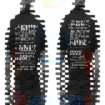 Proud Navy Cousin Mens Back Print T-shirt - Thegiftio