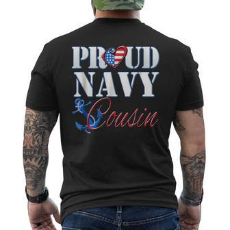 Proud Navy Cousin Usa Heart American Flag Men Women Men's T-shirt Back Print - Monsterry AU