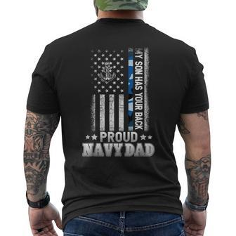 Proud Navy Dad My Son Has Your Back Us Navy Veteran Dad Men's T-shirt Back Print - Monsterry DE