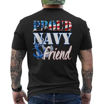 Proud Navy Friend Usa Military Patriotic Men's T-shirt Back Print - Monsterry
