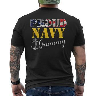 Proud Navy Grammy With American Flag For Veteran Day Men's T-shirt Back Print - Monsterry DE
